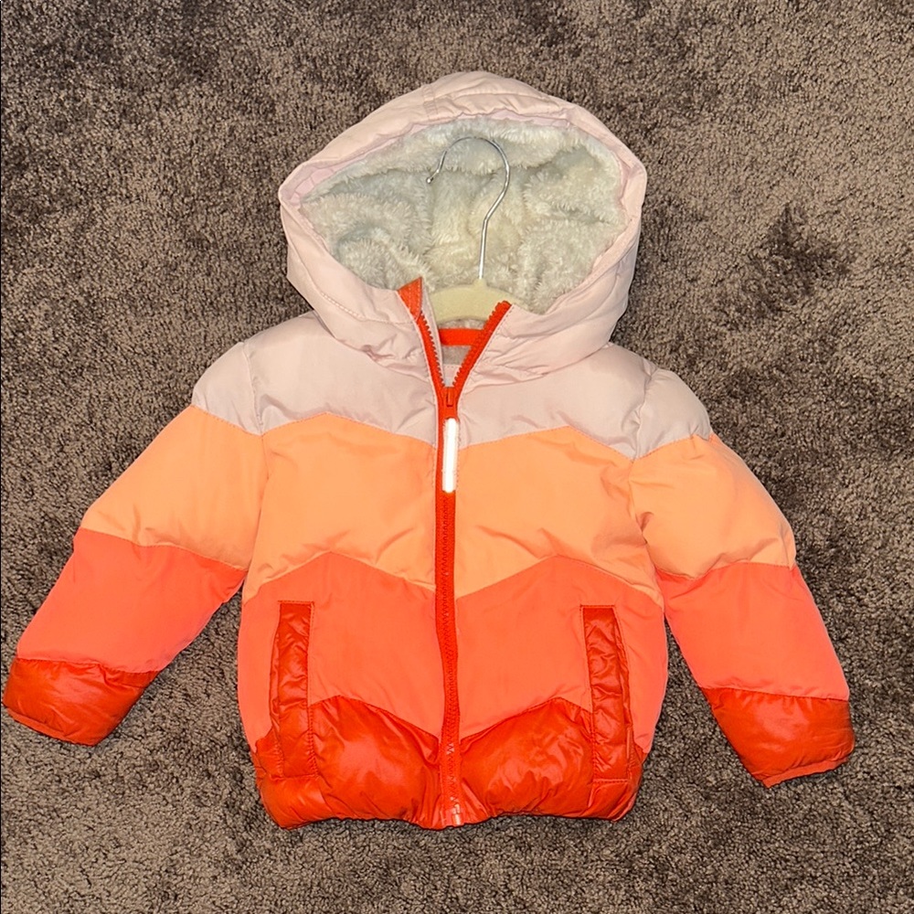 Cat & jack toddler 2T colorblock fleece lined winter puffer jacket